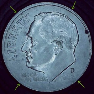 2007 D Dime error misaligned die - Picture 1 of 5