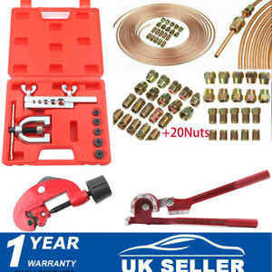 Brake Lines Repair Kit Copper Pipe Flaring Tool Cutter Bender 3/16" Unions Nuts