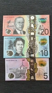 AUSTRALIA $20 $10 & $5 SET OF 3 NEXT GENERATION UNC BANKNOTES - Picture 1 of 1