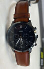 Fossil Neutra Chronograph 44 mm Gray Stainless Steel Case Men's Amber Leather 