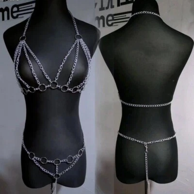 Sexy Womens Metal Body Belt Harness Cosplay Nightwear Clubwear Costume Roleplay - Image 1 of 3