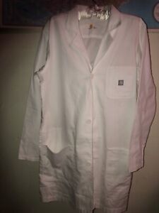 Carhartt Men White Lab Coat Work Wear Small EUC C75108