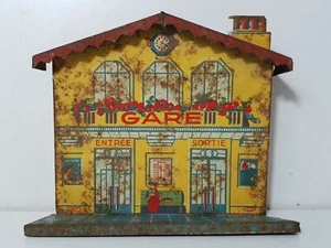 JEP Unis France Bahnhof aus Blech Metall Spielzeug Zug alt - Bild 1 von 12