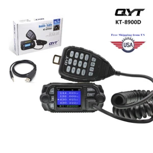 QYT KT-8900D Radio Mobile 25W Dual Band Quad Display 136-174&400-480MHz + Cavo - Foto 1 di 19