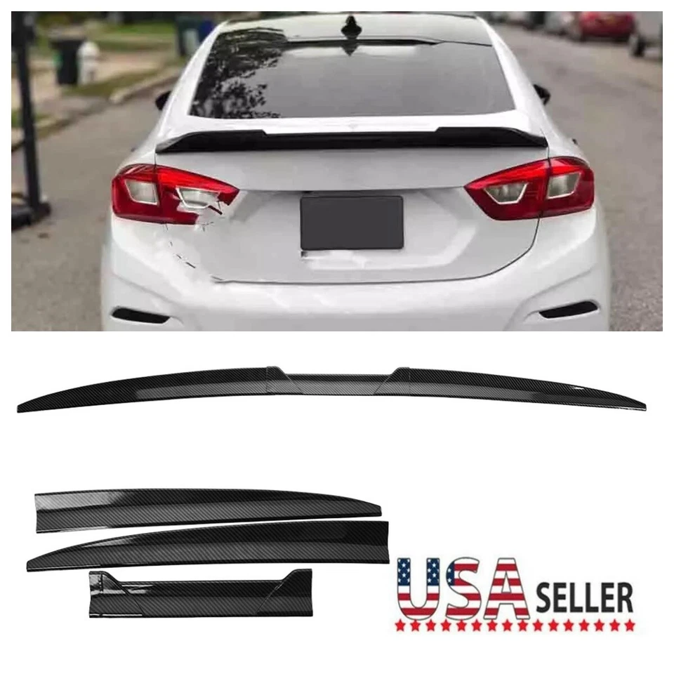 For Chevrolet Cruze Sedan 2011-2019 Rear Trunk Spoiler Tail Lip Carbon Fiber Foto 1 de 4