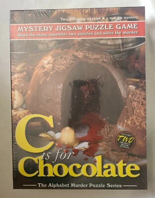 NEW Mystery Puzzle C Is For Chocolate Two 500 Piece Puzzles Mystery Game (AC1-2) - Image 1 of 3