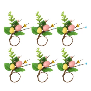 6pcs Easter Napkin Rings Holders Napkin Buckles for Spring Wedding Dinner Table - Picture 1 of 10