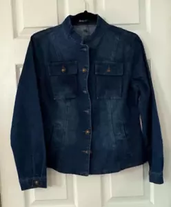 Allegra K Casual Denim Jacket for Womens Classic Stand Collar Long Sleeve Size M - Picture 1 of 2
