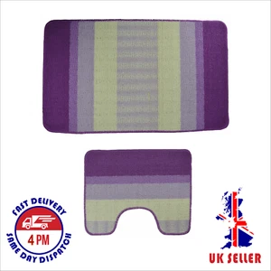 Bath Mat Set pack of 2, Non, Anti Slip, Soft, Made in Turkey -Star - Picture 1 of 5