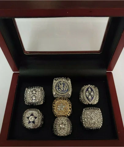 Dallas - Championship 7 Ring Set With Wooden Box. Cowboys Mavericks Stars Cover