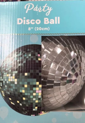 8” Mirror Glass Disco Ball DJ Dance Home Party Bands Club Stage Lighting Silver - Image 1 of 4