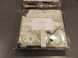 NEW RARE 6PC Pottery Barn King Winter Birds Duvet Set w 5 Shams Winter Holidays - Picture 1 of 8