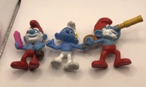 VINTAGE Lot of 3 SMURF FIGURINES ~ Papa Smurfette - Picture 1 of 10