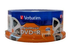 Verbatim Digital Movie DVD-R 25-Pack 4.7 GB/120 Min/8x New Factory Sealed - Afbeelding 1 van 6