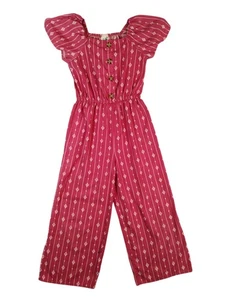 Lily Bleu Jumpsuit Girls Size 12 Puff Sleeve Button Up Wide Leg Romper - Picture 1 of 17