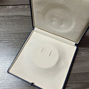 MIKIMOTO Necklace Case Earrings Empty For Pearl 19×19×3 Blue Used - Picture 1 of 2