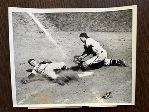 Stan Musial Type 1 Photo Press Safe at Home Wes Westrum 1955 9 by 7 - Picture 1 of 15