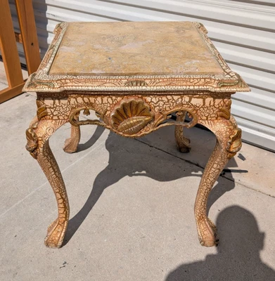 Giltwood Rococo Baroque Console End Side Table Marble top 22" x 22" x25" - Image 1 of 4