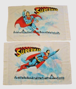 Juego de 2 fundas de almohada Superman DC Comics Hero 1978 muselina Perma Prest doble cara - Imagen 1 de 7