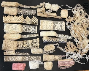 ANTIQUE & VINTAGE ESTATE CROCHET LACE LOT TRIM EDGES PIECES Lot #2 - Picture 1 of 14