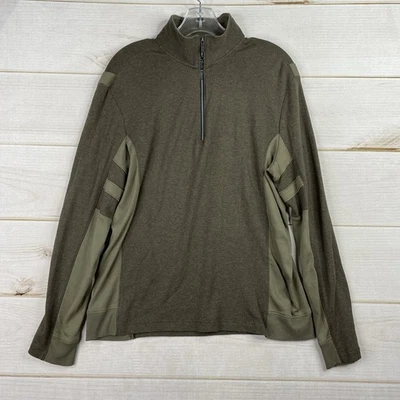 Camisa Pullover Ligera Calvin Klein Para Hombres M Verde 1/4 Cremallera Cuello Simulado Top Foto 1 de 4