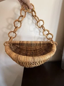 Vintage Korbgeflecht Wand Tasche Wandbehang Pflanzkorb Dekor 20x9x9" - Bild 1 von 13