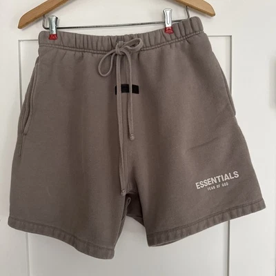 Essentials Fear Of God Shorts Mens Small Beige Sweat Cotton Blend Drawstring - Image 1 of 4