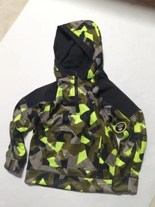 Tech Fleece Boys Black Green Camo Hooded Pullover Jacket Sz 8 NWT - Picture 1 of 6