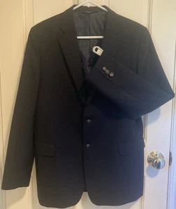 Nordstrom Boy’s Navy Blue Blazer Brass Buttons Lined 60% Wool Year Round Size 18 - Picture 1 of 7