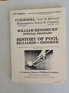 WILLIAM HENDRICKS' HISTORY OF POOL; BILLIARDS ; SNOOKER. 1970 (reprint) , 1990 . - Imagen 1 de 6