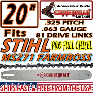 COPPERHEAD 20" BAR & PRO SAW CHAIN FOR STIHL MS271 291 - 26RS-81 / 3003 008 6821 - Picture 1 of 13