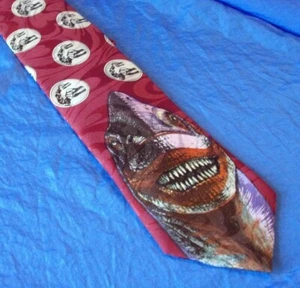 JURASSIC PARK Men's Neck Tie Brachiosaur Brontosaurus Burgundy by MBP Dinosaur - Picture 1 of 4