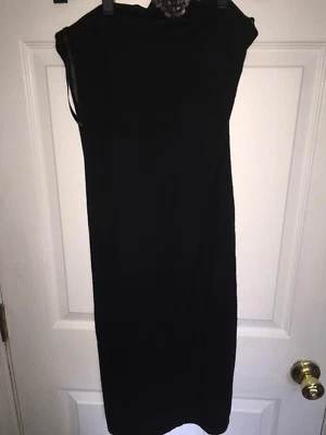 VINTAGE RALPH LAUREN Vestido de punto de punto con ribete de cuero marrón negro * Talla pequeña * ¡RARO! Foto 1 de 3