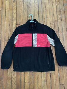 Vintage Stussy Sherpa Fleece Jacket Size Large - Black Red Camo - Streetwear