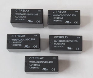 Lote de 5 contactos relé PCB de 8 pines bobina 12v CIT WJ104C2C12VDC.20S 1A 125VAC 24VDC - Imagen 1 de 5