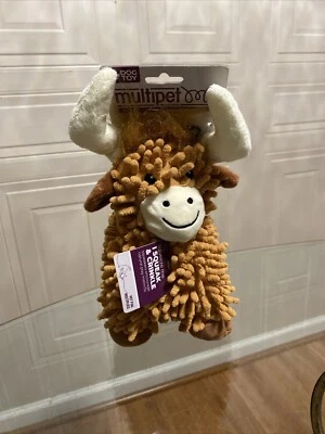 Multipet  Dog Toy Highland Cow Very Solf Clinker  &  Squeaker 10” - Image 1 of 4