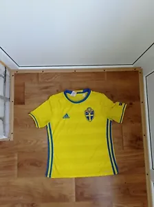 SWEDEN JERSEY 2015 2016 HOME FOOTBALL SHIRT SOCCER JERSEY ADIDAS SIZE Youth L  - Picture 1 of 8