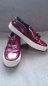 CELINE PARIS MEN SLIP ON SHOES SIZE 41/ US 8 MAROON COLOR PATENT LEATHER - Picture 1 of 8