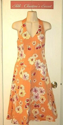 Vestido SPENSER JEREMY Halter Melocotón Floral Algodón Elástico Forrado Cremallera Talla 4 *En muy buen estado++ Foto 1 de 3