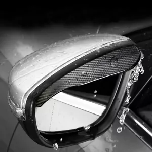 2x Carbon Fiber Black Mirror Rain Visor Guard Vehicle Car Exterior Accessories - Picture 1 of 21