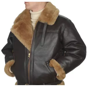 Chaqueta de Vuelo Bombardero de Cuero de Oveja Bombardero Marrón Aviador de la RAF - Imagen 1 de 3