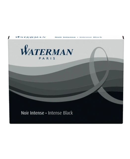 Waterman Long Standard Cartridges for Fountain Pens - Intense Black, 8pieces (S0110850)