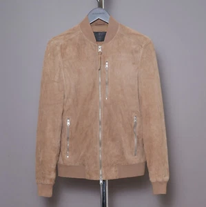 ALL SAINTS Suede Leather Jacket XS Mens Tan Biker KEMBLE Bomber EXTRA SMALL - Picture 1 of 22