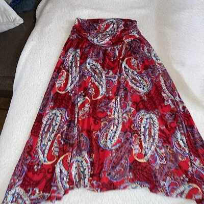 Falda Apt 9 Grande Roja Paisley Midi Línea A Pull On Foto 1 de 4