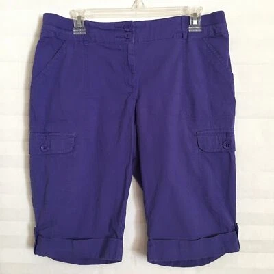 Pantalones cortos cargo Chico's para mujer talla 0 mezcla de algodón púrpura dobladillo enrollado cintura cómoda Foto 1 de 4