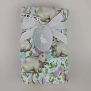 Set of 2 Casaba Easter Bunny Bathroom Hand Towels Spring Flowers Bunnies Roses - Picture 1 of 6