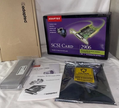 Adaptec AVA-2906 32 Bit PCI SCSI Controller Card PC Mac Open Box Sealed Interior - Image 1 of 4