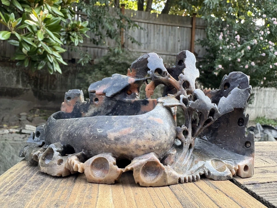 Резная азиатская щетка из мыльного камня с чернилами для стиральной машины лоток для безделушек винтажная красота - Изображение 1 из 4