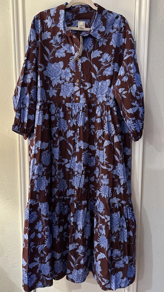 Anthropologie Maeve Bettina Women's Tiered Shirt Dress Floral Pockets Size XL - Image 1 of 4