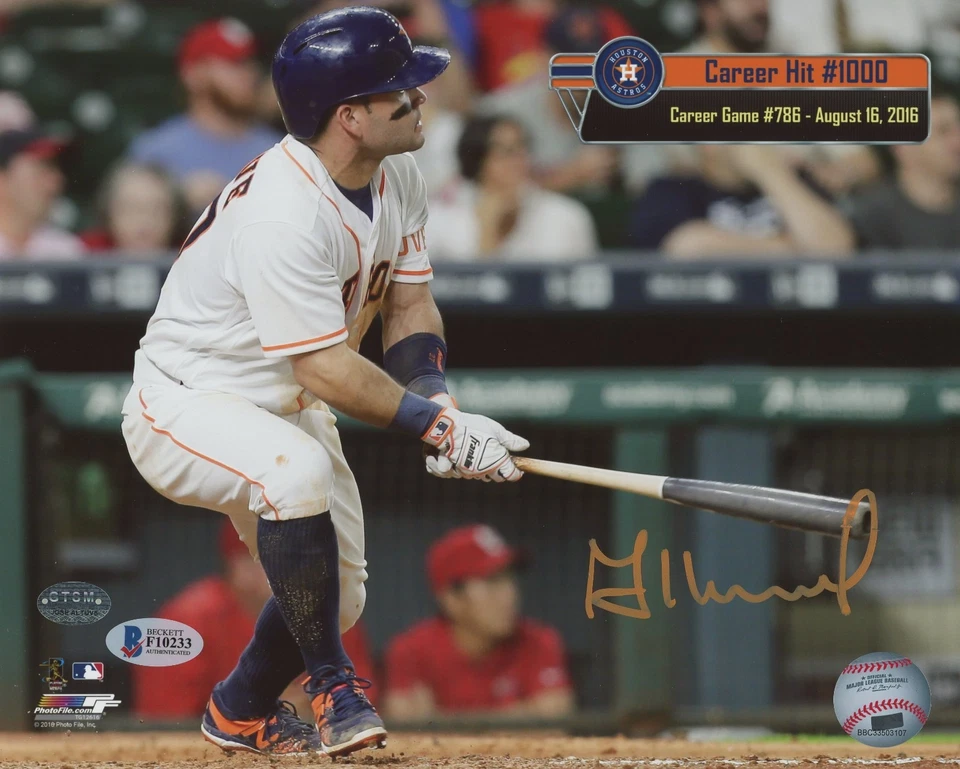 JOSE ALTUVE SIGNED/AUTOGRAPHED HOUSTON ASTROS MLB HIT #1000 8X10 PHOTO - BAS - Image 1 of 1